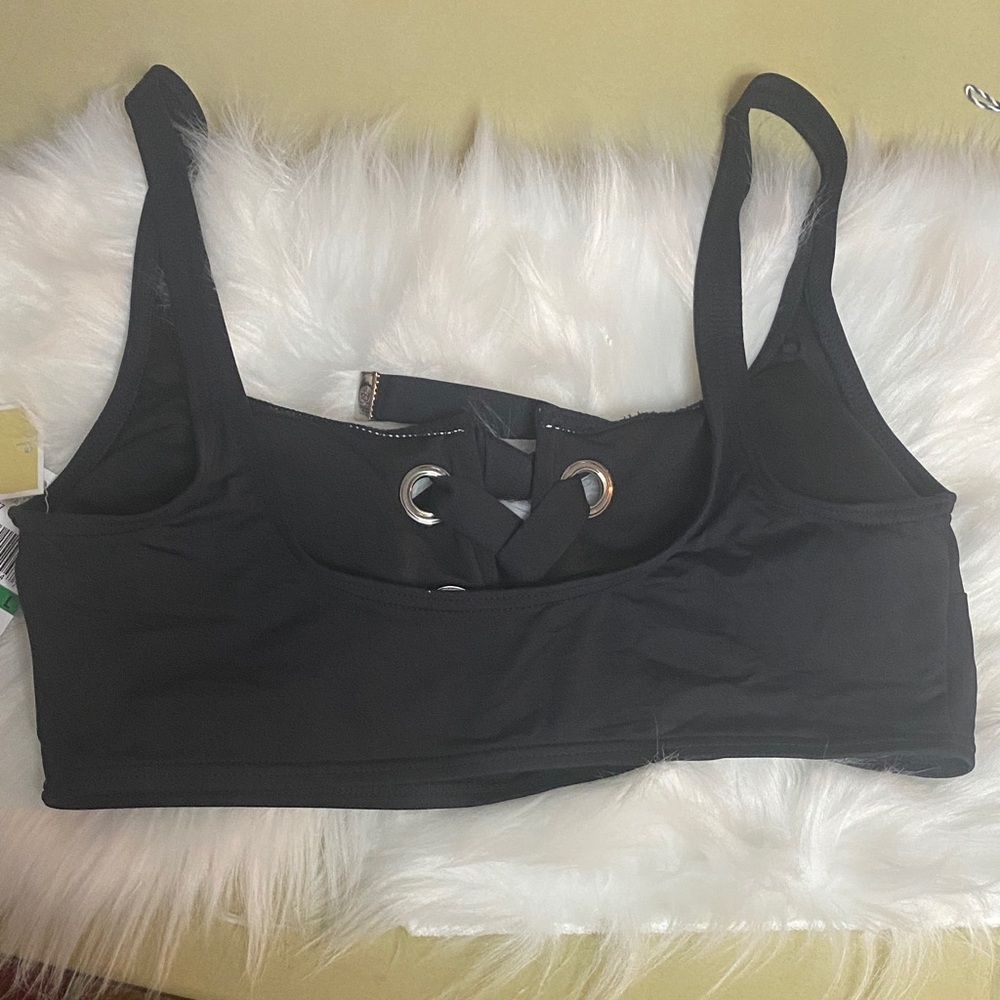 Michael Kors Black Lace-Up bikini top size large - Picture 2 of 10